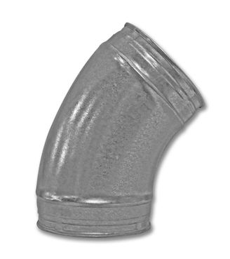 45 Degree Spiral Elbow 3" to 12" Press Formed. Recommended for dust collection and suction systems