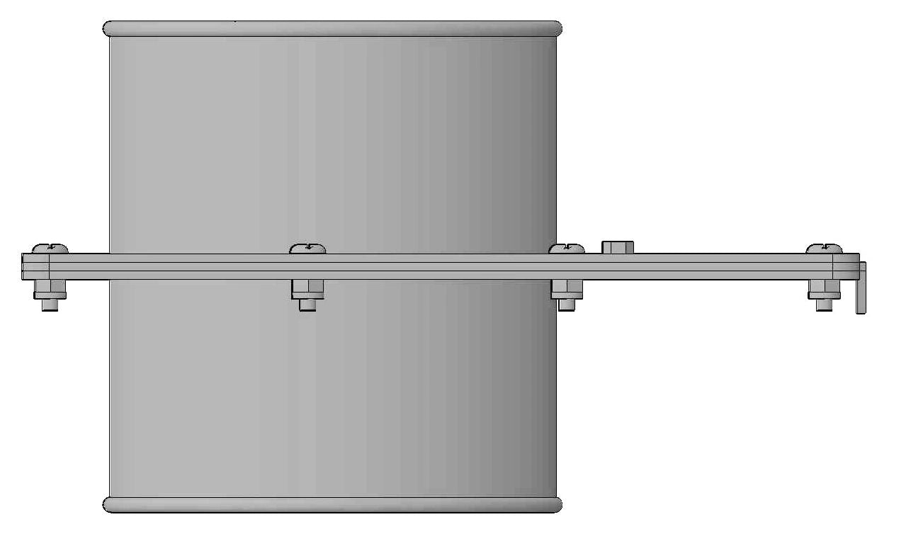 Side view of Clamp-together Style Blast Gate with Rolled Ends (Compatible with Nordfab, Quick-fit, QF, KB, US Duct, Ducts Inc.)