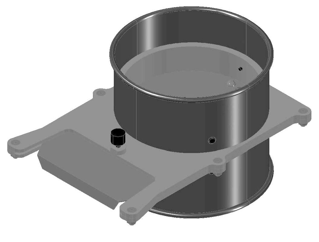 Angle rendering of Clamp-together Style Blast Gate with Rolled Ends (Compatible with Nordfab, Quick-fit, QF, KB, US Duct, Ducts Inc.)