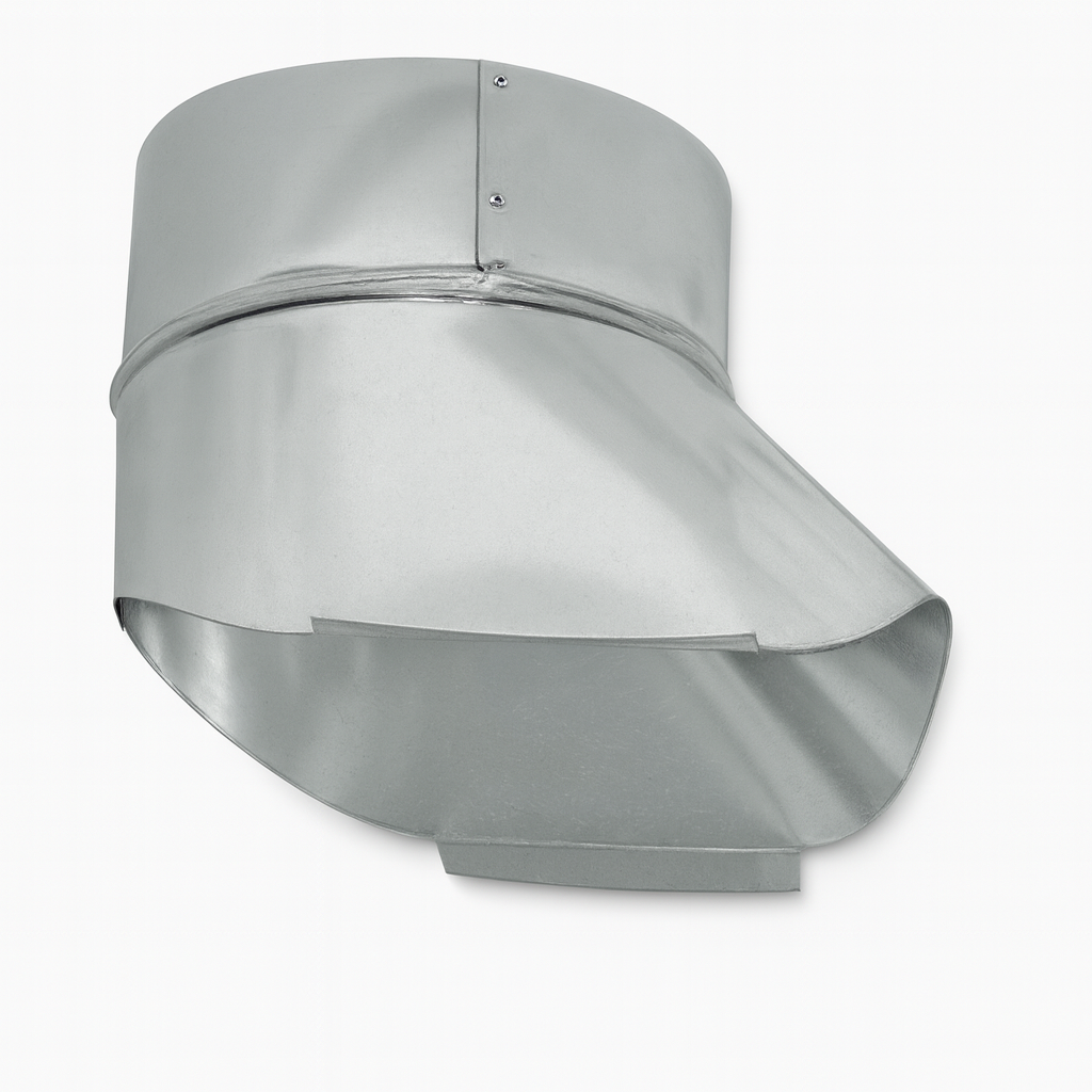 90 degree 4" through 18" In-cut saddle Shoe Tap Galvanized steel construction. Saddles are universal fit. Male tap end fits INSIDE spiral pipe. Dust collection HVAC