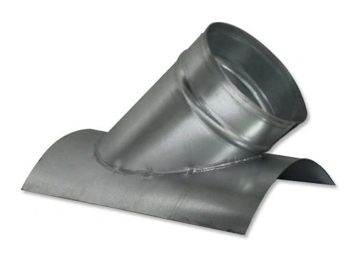 45 degree Spiral In-Cut Saddle Tap. 4" to 16". Galvanized steel welded construction. Male tap end fits INSIDE spiral pipe. Dust Collection HVAC