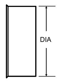 Technical drawing of Spiral Pipe End Cap 3" through 36" Galvanized steel collar and flat top. Male end fits INSIDE spiral pipe. Made to cap off open spiral pipe runs. Secure with sheet metal screws or pop rivets (fasteners not included).