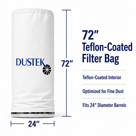 DUSTEK 72" Teflon-Coated Filter Bags
