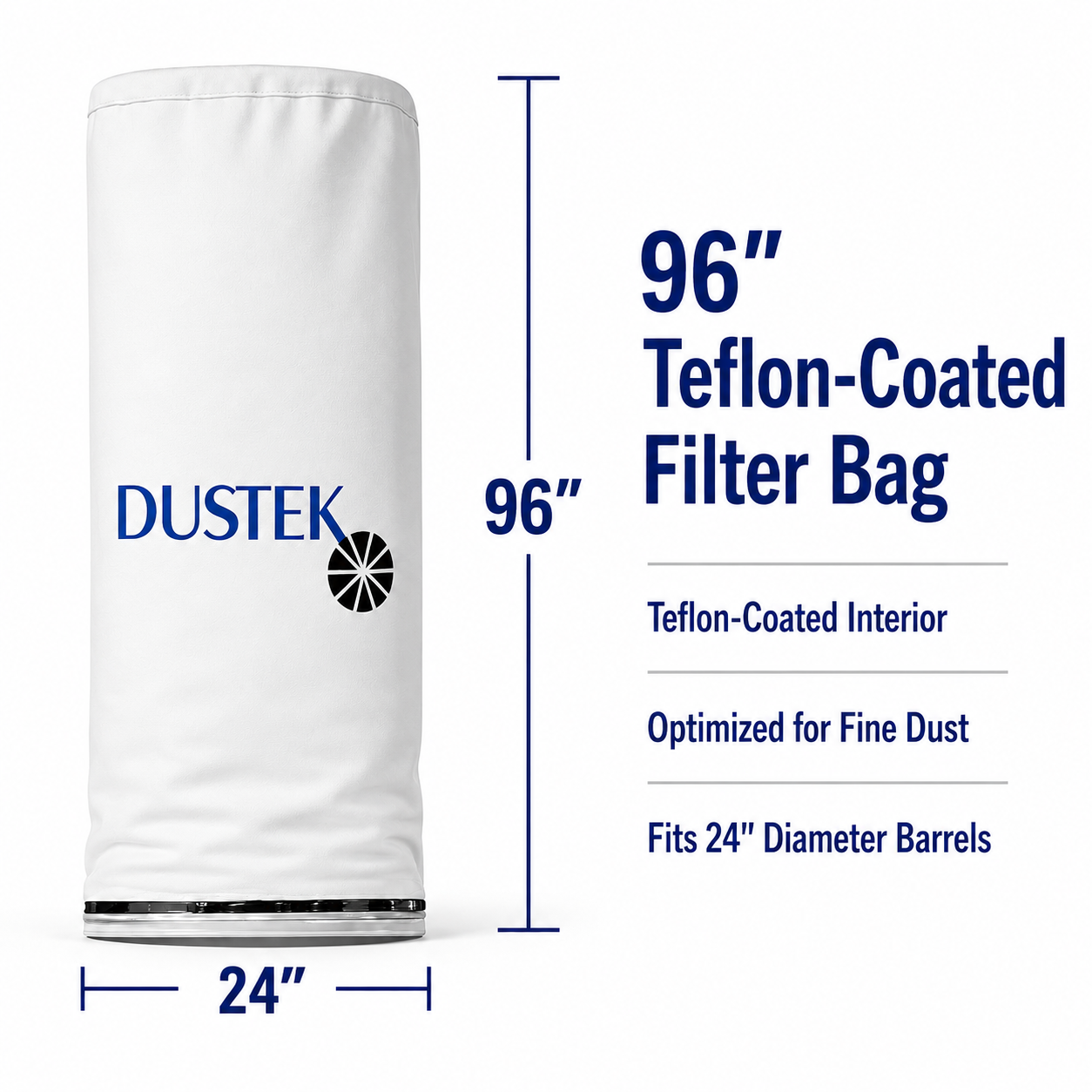 DUSTEK 96" Teflon-Coated Filter Bags