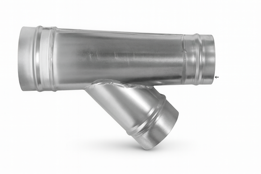 45 degree 4" to 12" Reducing Lateral Wyes Galvanized steel Male ends fits INSIDE spiral pipe. Recommended for dust collection and suction systems