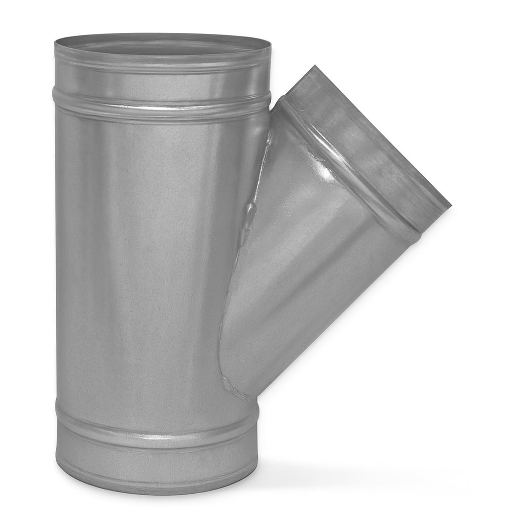 45 degree Spiral Lateral Wyes 3" to 18" 22 ga. Galvanized steel fully welded construction Male ends fits INSIDE spiral pipe.