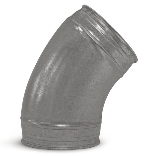 45 Degree Spiral Elbow 3" to 12" Press Formed. Recommended for dust collection and suction systems