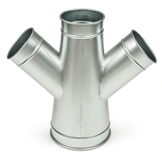 U-Duct - (Double Branch) 45 degree Fitting, Dust Collection 14"-14"-14"-14" through 14"-12"-09"-03", Clamp-together Duct (Compatible with Nordfab, Quick-fit, QF, KB, US Duct, Ducts Inc., Grizzly Duct)