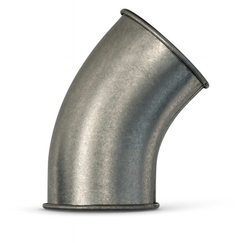 U-Duct - Elbow, 45 degree 1.5 Centerline Radius, for Clamp-together Duct (Compatible with Nordfab, Quick-fit, Coima Duct, QF, KB, US Duct, Ducts Inc.)